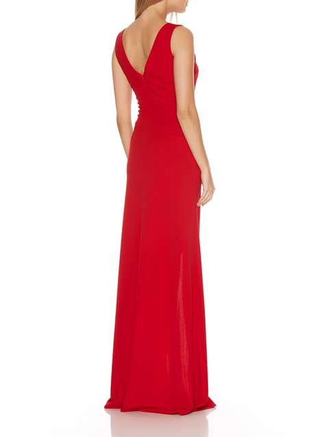 **Quiz Red Embellished Split Maxi Dress